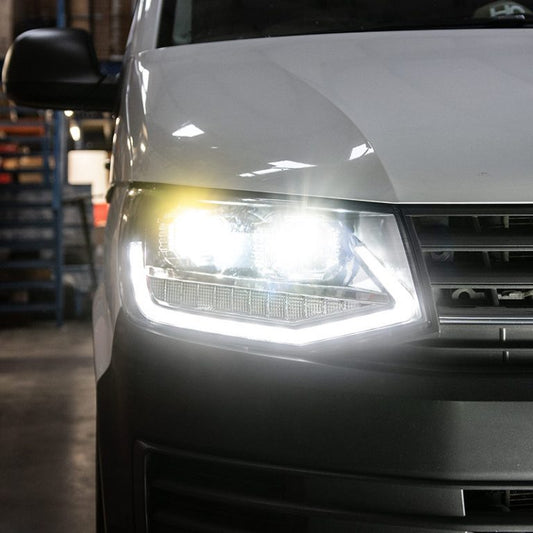 VW Transporter T6 – Headlights – Sequential Indicators – V2 – LED DRL – RHD – Black