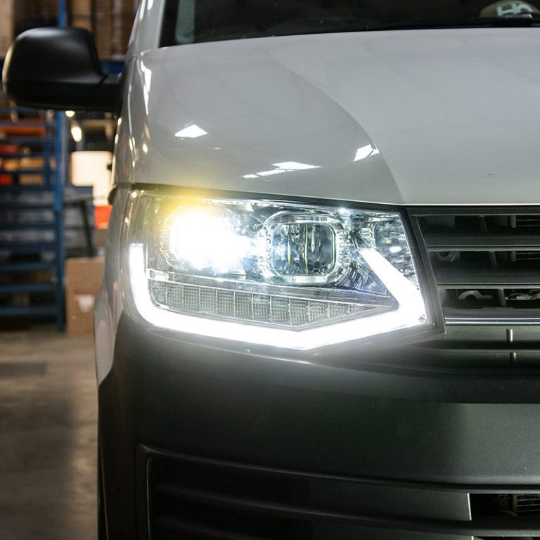 VW Transporter T6 – V2 Headlights – Sequential Indicator – LED DRL – RHD – Chrome