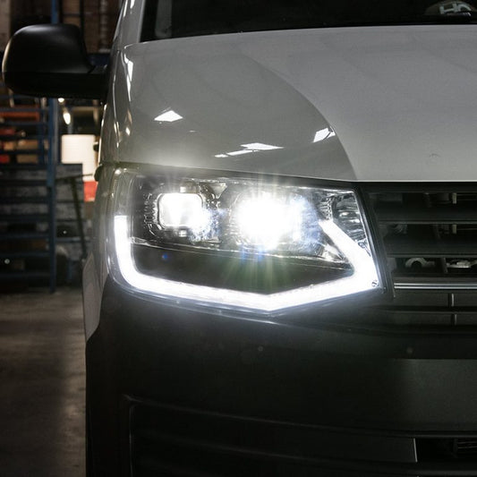 VW Transporter T6 – V3 Headlights – LED DRL – RHD – Chrome