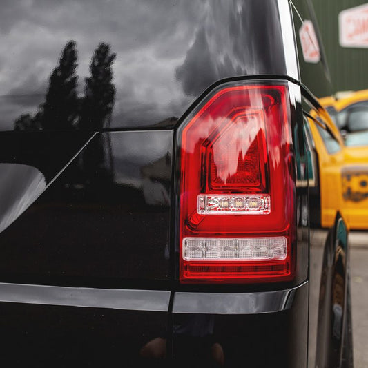 VW Transporter T6 – Rear Lights – Sequential Indicator – LED – RHD – Barn Door – Red (T6.1 Style)