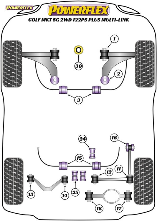 Powerflex Universal Exhaust Mount - Golf MK7 5G 2WD 122PS plus Multi-link - EXH023