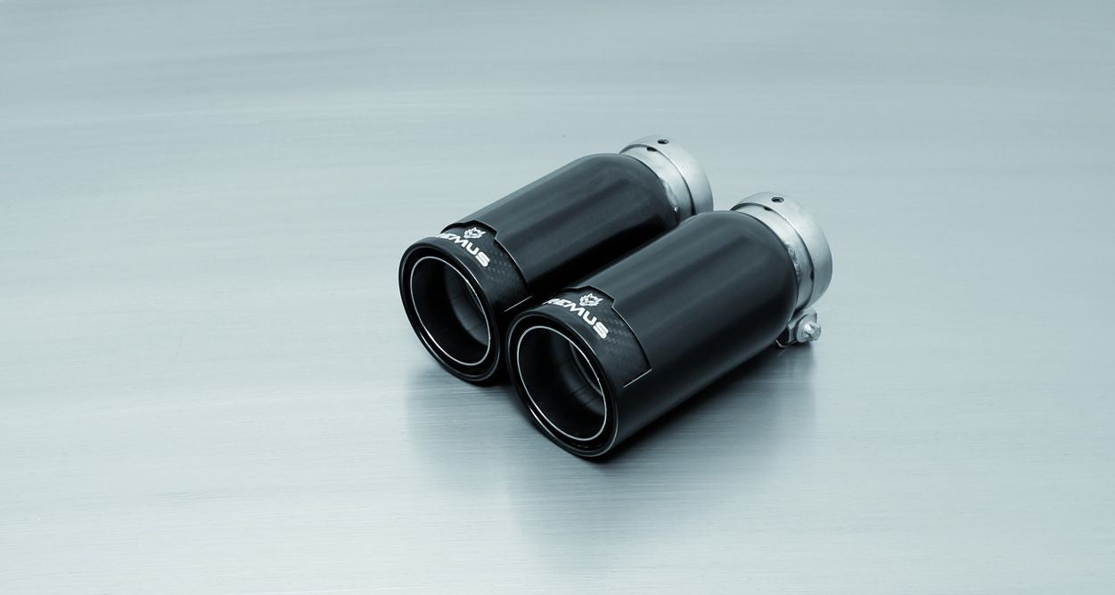 Remus Non-Resonated Rear Silencer Left/Right with 4 tail pipes - 84 mm Black Chrome, straight, carbon insert - Golf Mk7 2.0 GTD 2012-2016