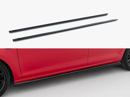 Side Skirts Diffusers V.2 Volkswagen Golf R / R-Line Mk7 Facelift - Carbon Look