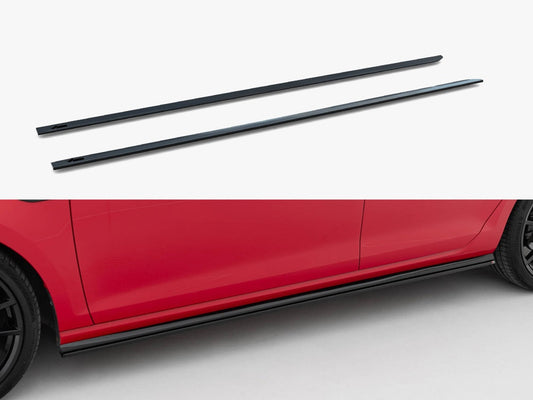 Side Skirts Diffusers V.2 Volkswagen Golf R / R-Line Mk7 Facelift - Carbon Look