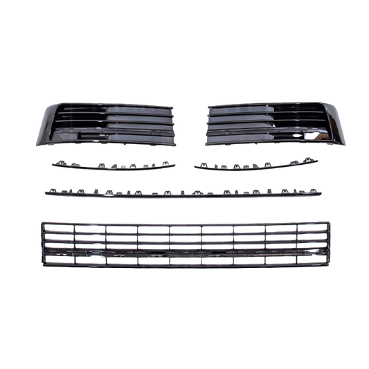 VW Transporter T6 – Front Grill – Gloss Black – Gloss Black Trims – 3 Piece