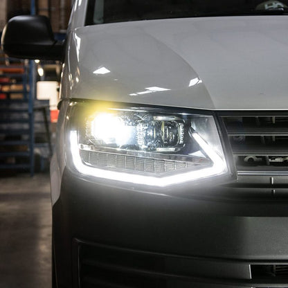 VW Transporter T6 – Headlights – Sequential Indicators – V2 – LED DRL – RHD – Black