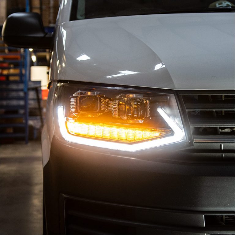 VW Transporter T6 – Headlights – Sequential Indicators – V2 – LED DRL – RHD – Black