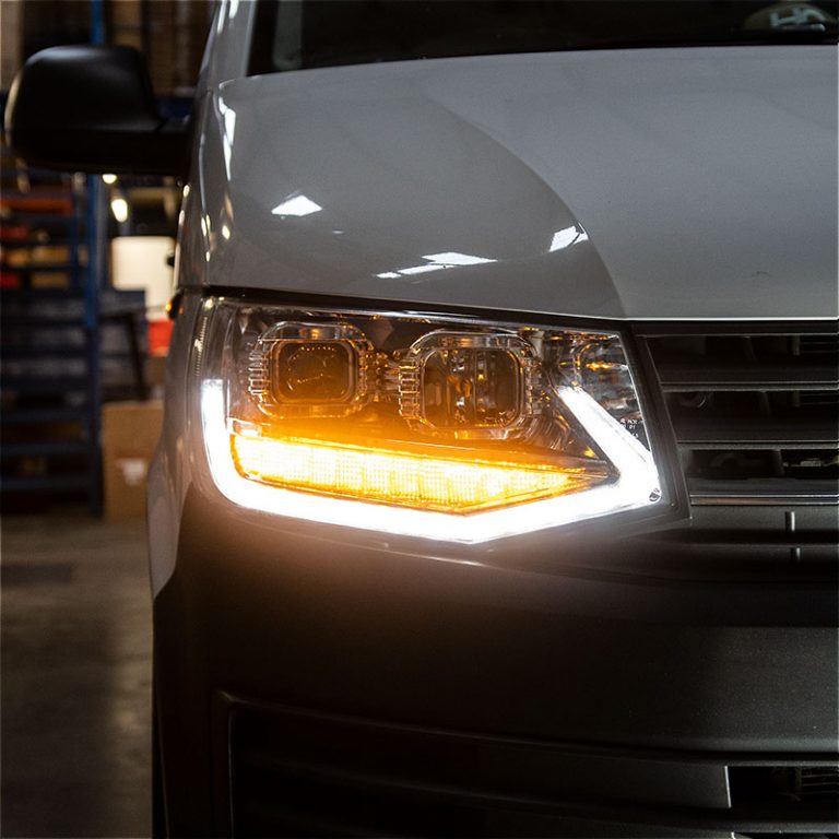 VW Transporter T6 – V2 Headlights – Sequential Indicator – LED DRL – RHD – Chrome