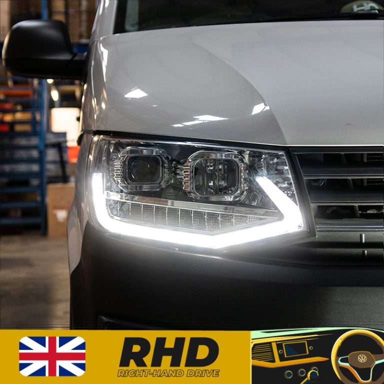 VW Transporter T6 – V2 Headlights – Sequential Indicator – LED DRL – RHD – Chrome