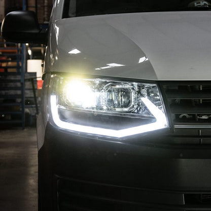 VW Transporter T6 – V3 Headlights – LED DRL – RHD – Chrome