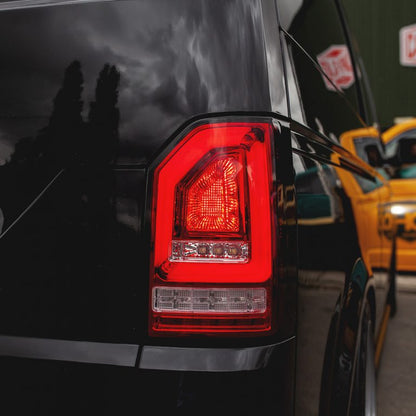 VW Transporter T6 – Rear Lights – Sequential Indicator – LED – RHD – Barn Door – Red (T6.1 Style)