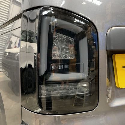 VW Transporter T5.1 (2010-15) – Rear Lights – Factory Sportline – Sequential Indicator – LED – Black Smoke