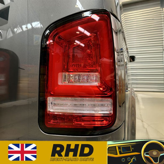 VW Transporter T5 (2003-09) – Rear Lights – Sequential Indicator – LED – RHD – Red