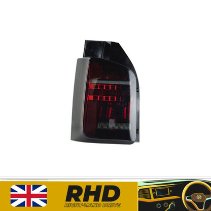 VW Transporter T5.1 (2010-15) – Rear Lights – Sequential Indicator – LED – RHD – Red Smoke (T6.1 Style)