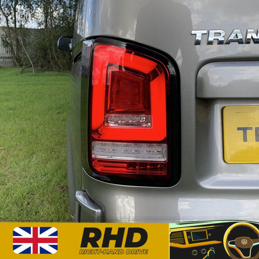 VW Transporter T6 – Rear Lights – Sequential Indicator – LED – RHD – Barn Doors – Red