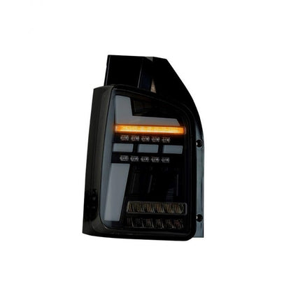 VW Transporter T6 – Rear Lights – Sequential Indicator – LED – RHD – Barn Door – Black Smoke (T6.1 Style)