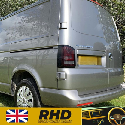 VW Transporter T6 – Rear Lights – Sequential Indicator – LED – RHD – Barn Door – Red Smoke