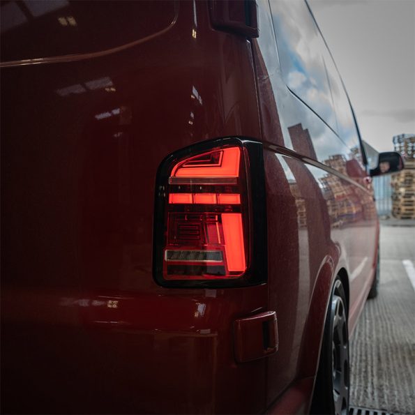 VW Transporter T6.1 – Rear Lights – Sequential Indicator – LED – RHD – Tailgate – Red Clear
