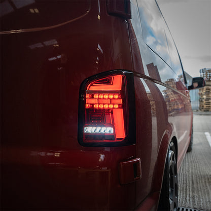 VW Transporter T6.1 – Rear Lights – Sequential Indicator – LED – RHD – Barn Door – Red